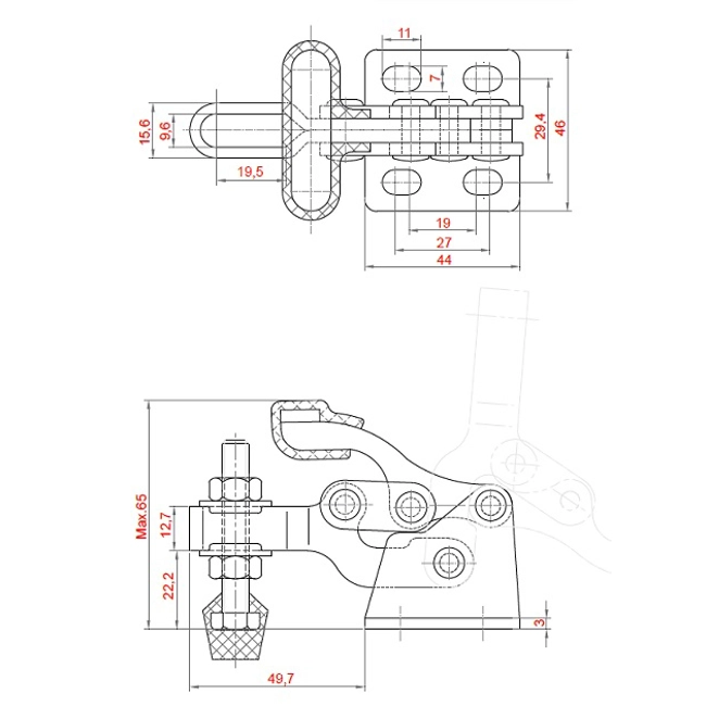 Vendita online Bloccaggio verticale base piatta braccio regolabile 150 Kg.